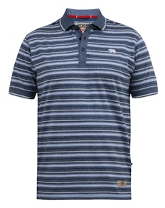 D555 Byron Full Stripe Jersey Polo Shirt Denim Stripe